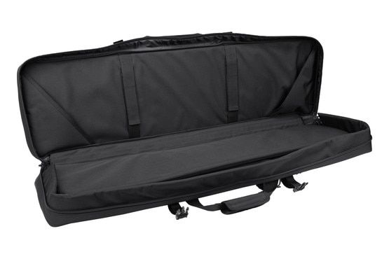 Savior Equipment 42in Urban Warfare Black Double Rifle Case has hook and loop straps for security.